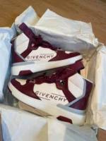 Givenchy mens sneakers size 40 USA 7.5 Burgundy white red high top