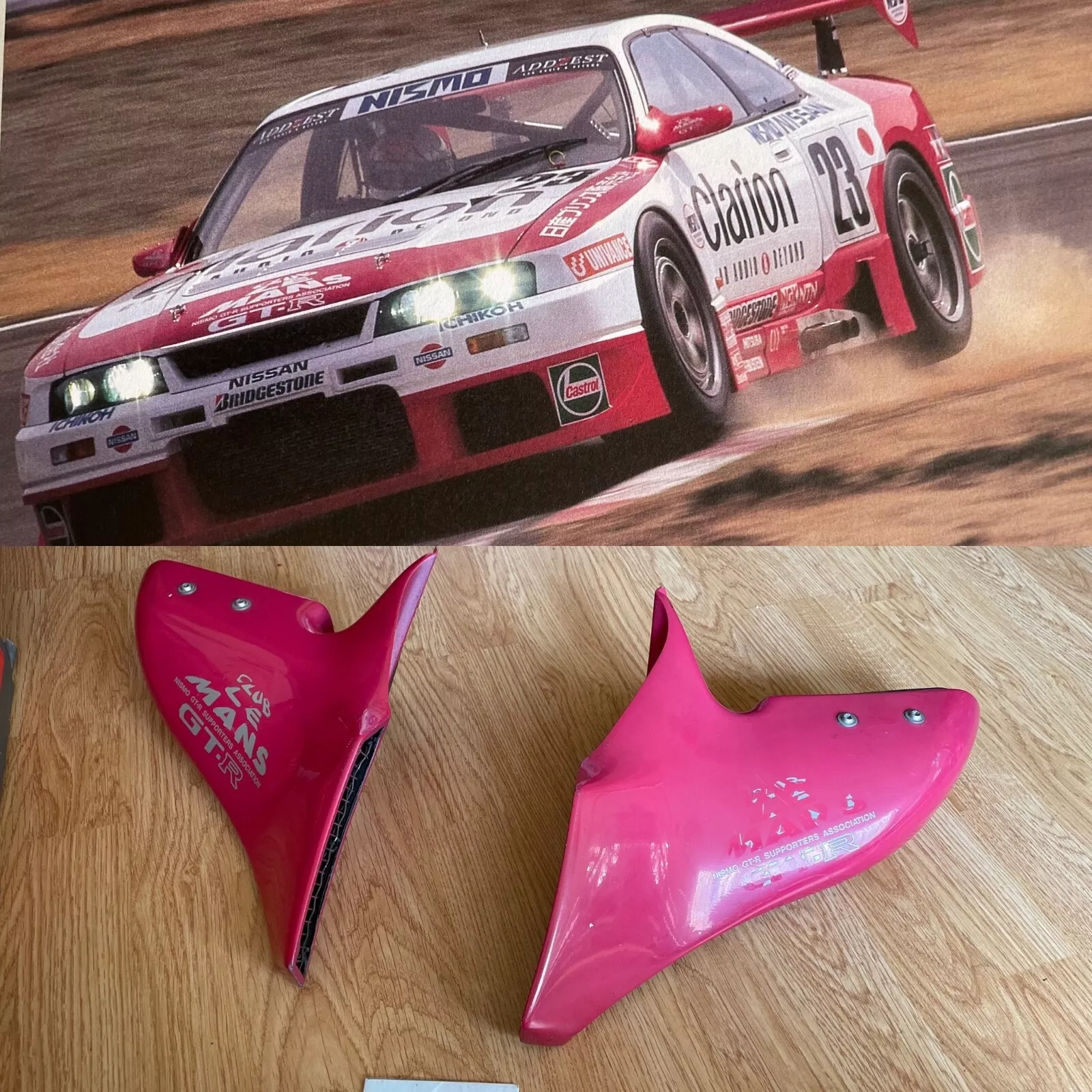 s-l1600-98 NISMO OLD Logo Le Mans Aero Mirrors Clarion Skyline GTR R33 Racing BCNR33 RB26 - Image 1