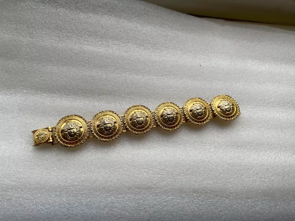 s-l960-4-43 Gianni Versace Gold Plated Bracelet Vintage 90s Medusa Ring Arm badge 80s - Image 1